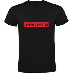 Levensgenieter | Kinder T-shirt 104 | Zwart Rood